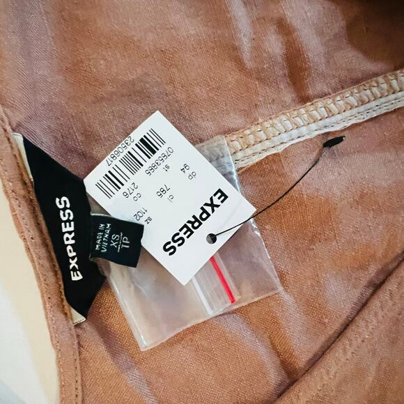 Express Dusty Pink Linen Blend Half Button Jumpsuit Size XS NWT - Picture 5 of 9